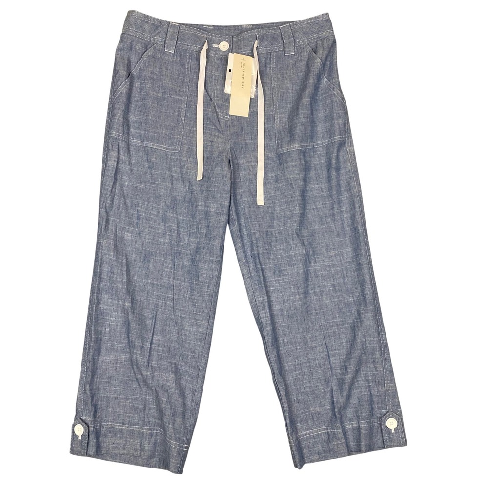 Jones New York Chambray Cropped Drawstring Pants